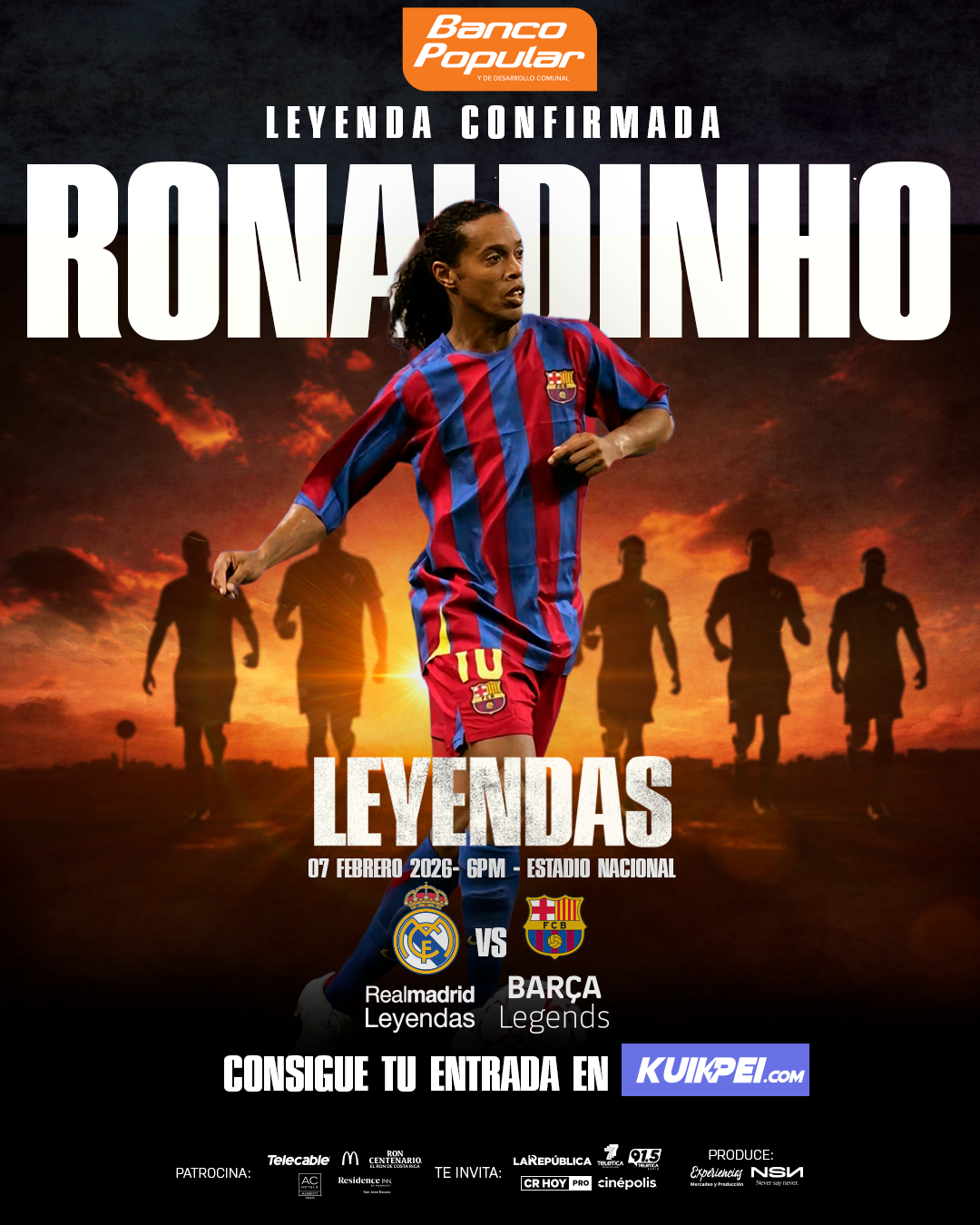 RONALDINHO ES EL PRIMER CONFIRMADO PARA LEYENDAS: REAL MADRID LEYENDAS VS BARÇA LEGENDS